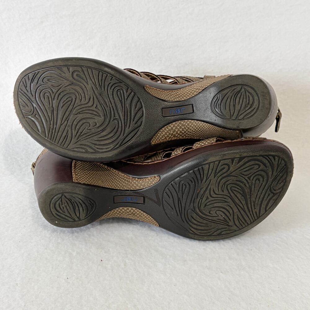 JBU Jambu Ankle Sandals Womens 7 Brown Memory Foam Strappy Peep Toe Zip Up Heels - Picture 10 of 10